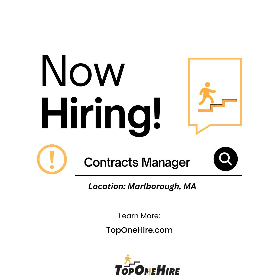 Hiring! ➡𝐂𝐨𝐧𝐭𝐫𝐚𝐜𝐭𝐬 𝐌𝐚𝐧𝐚𝐠𝐞𝐫

Location: Marlborough, MA

Learn more: toponehire.com/job/2438743/co…

#ContractsManager #LegalCareers #Law #Massachusetts #TopOneHire