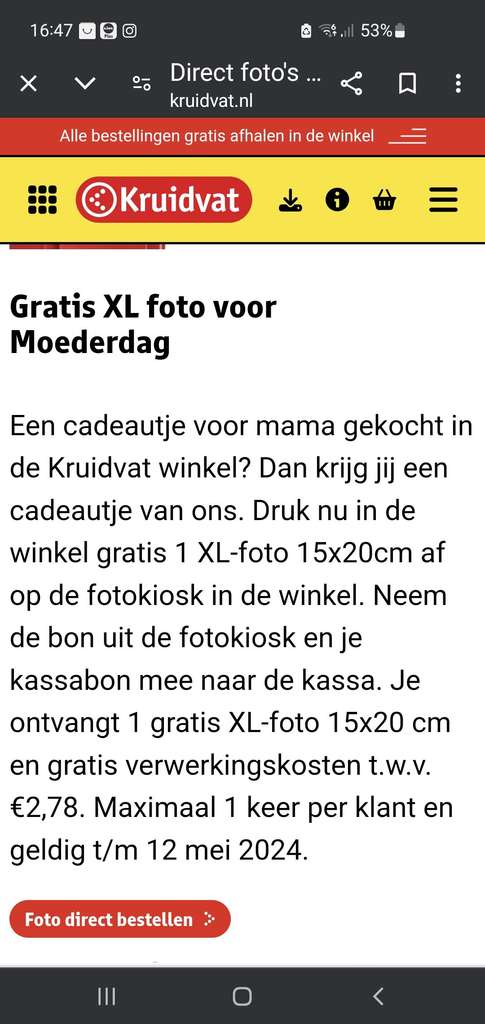 [Hete aanbieding] Gratis XL foto moederdag kruidvat nl.pepper.com/aanbiedingen/g…