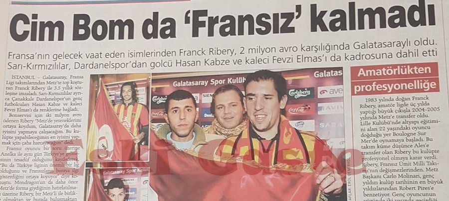 Galatasaray Lig 1 ekibi Metz'de forması giyen Franck Ribery ile 3,5 yıllık sözleşme imzaladı.

(8 Şubat 2005)