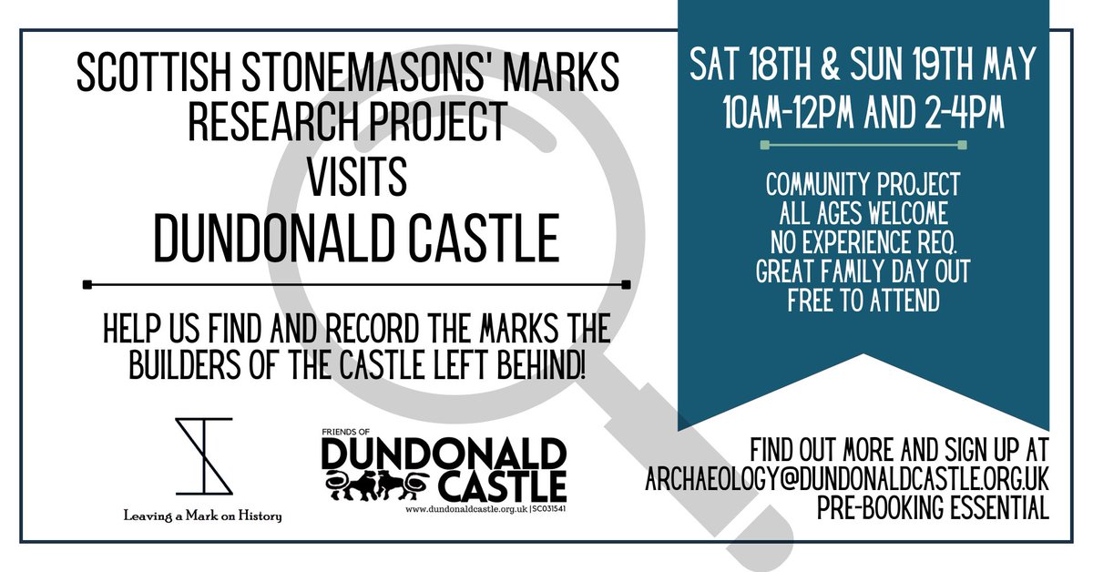 Help us find the marks left behind by the people who built Dundonald Castle! Free community event Suitable for the whole family Sign-up essential contact archaeology@dundonaldcastle.org.uk for more details and to sign up!