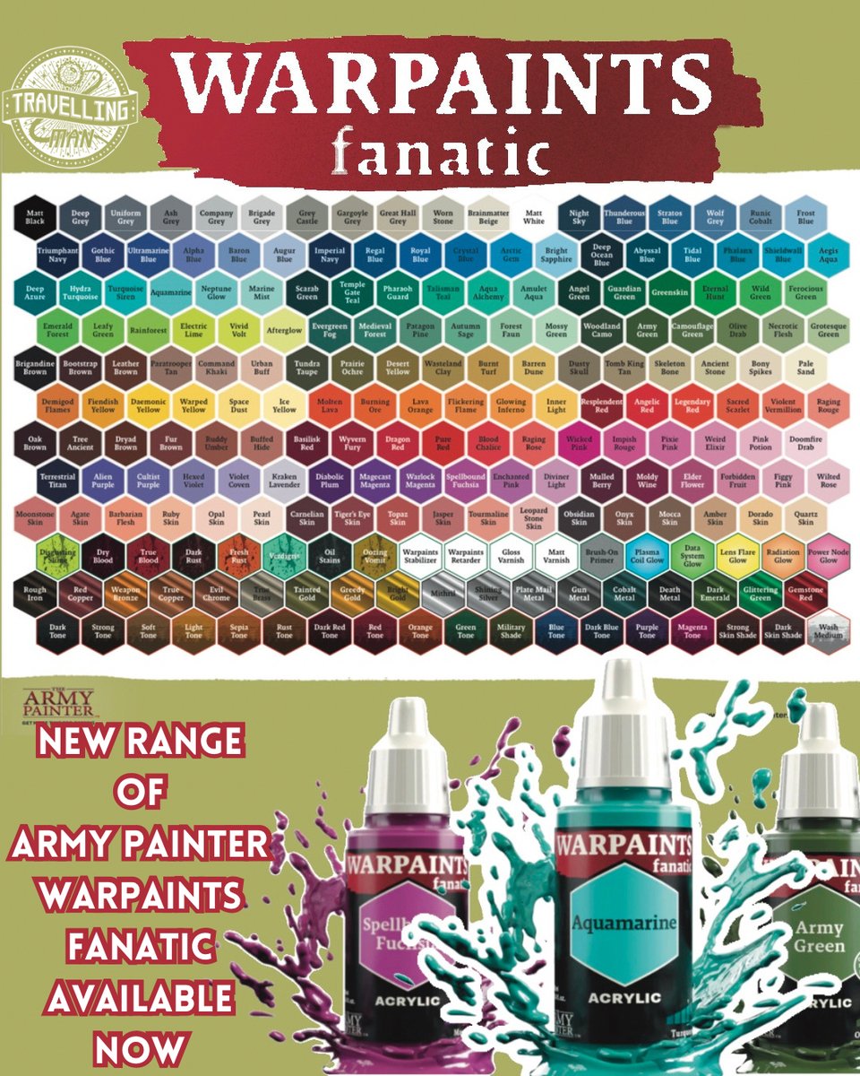 Army Painter Fanatic Warpaints have landed! Shop the range online now at Travelling Man!

#wargaming #miniatures #miniaturepainting