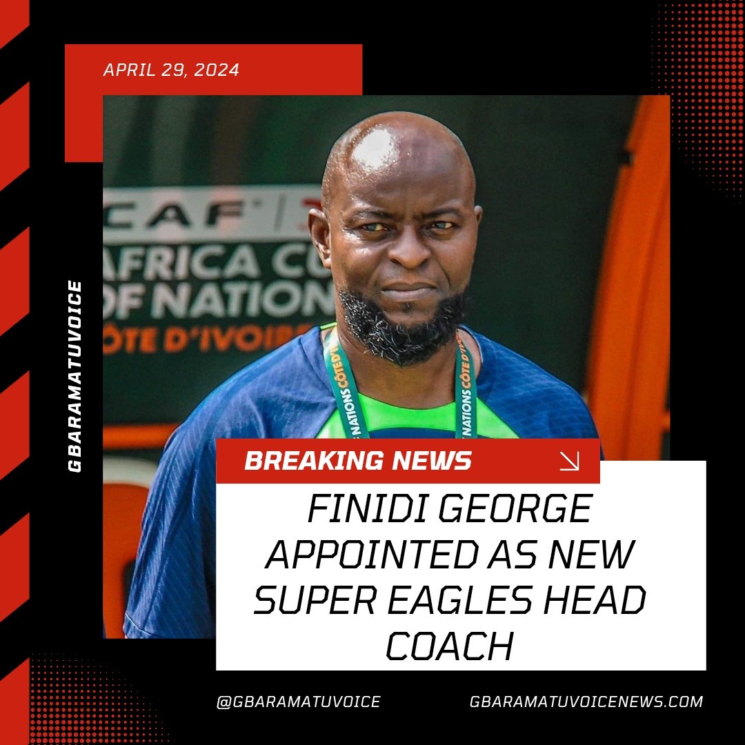 Finidi George Appointed as New Super Eagles Head Coach Read more at: gbaramatuvoicenews.com/finidi-george-… @thenff @SSE_NGA