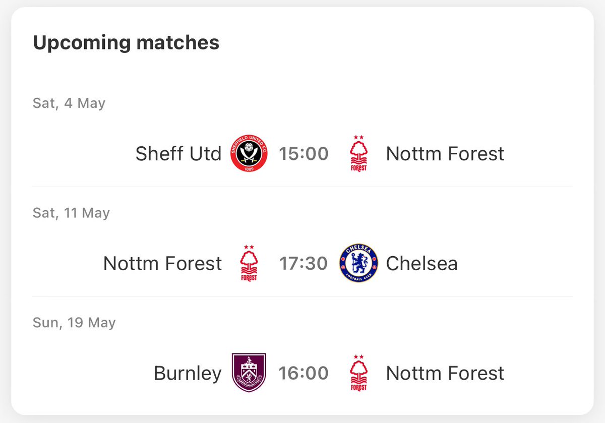 I think 3 points does it, but we’re so capable of 5. How many points do you think Forest will get from the remaining 3 games?