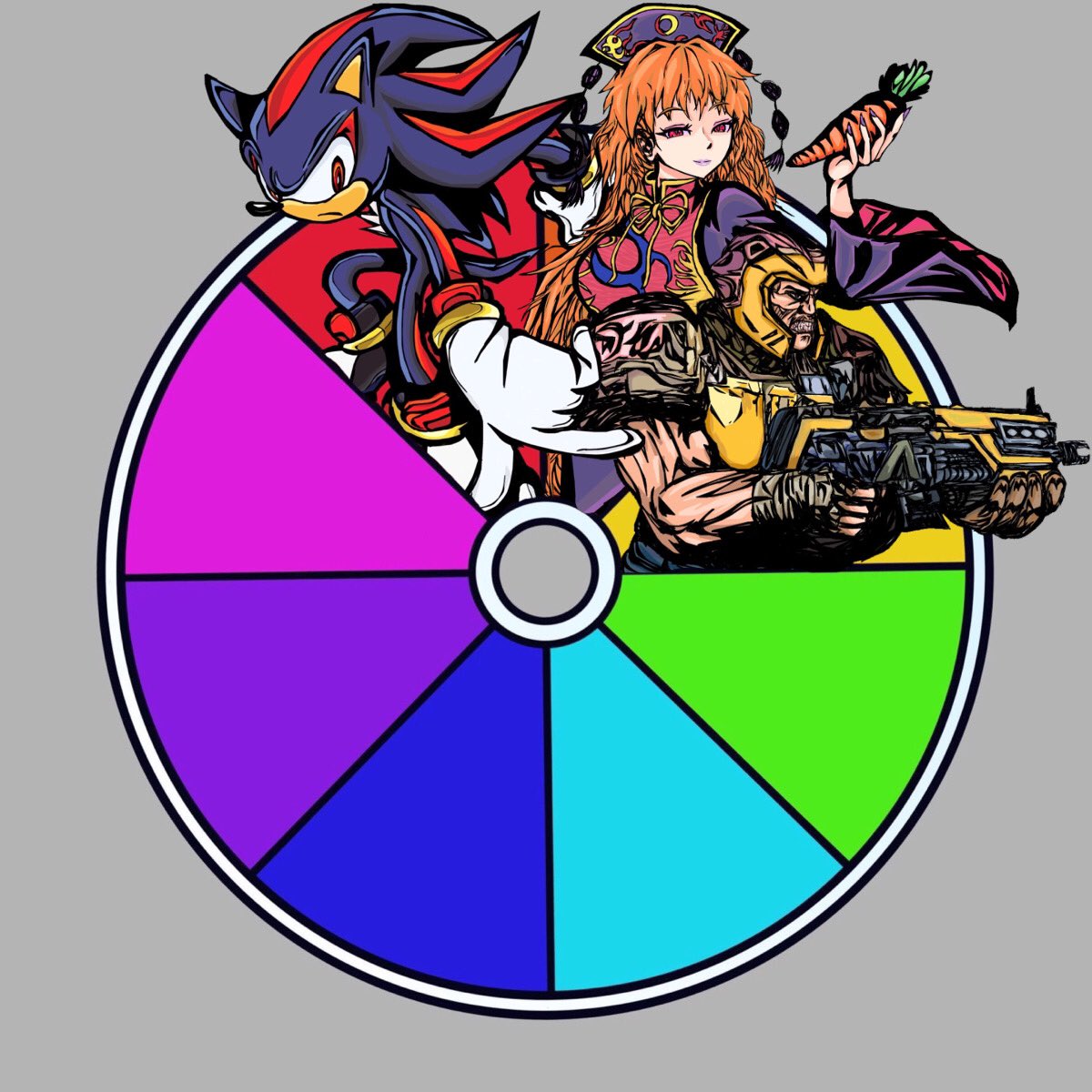 Since I'm following orders, Quake Marine conquers the yellow slice. Seems this classic shooter won't settle for Shub.
Give me your choices for the green slice!

#colorwheel #colorwheelchallenge