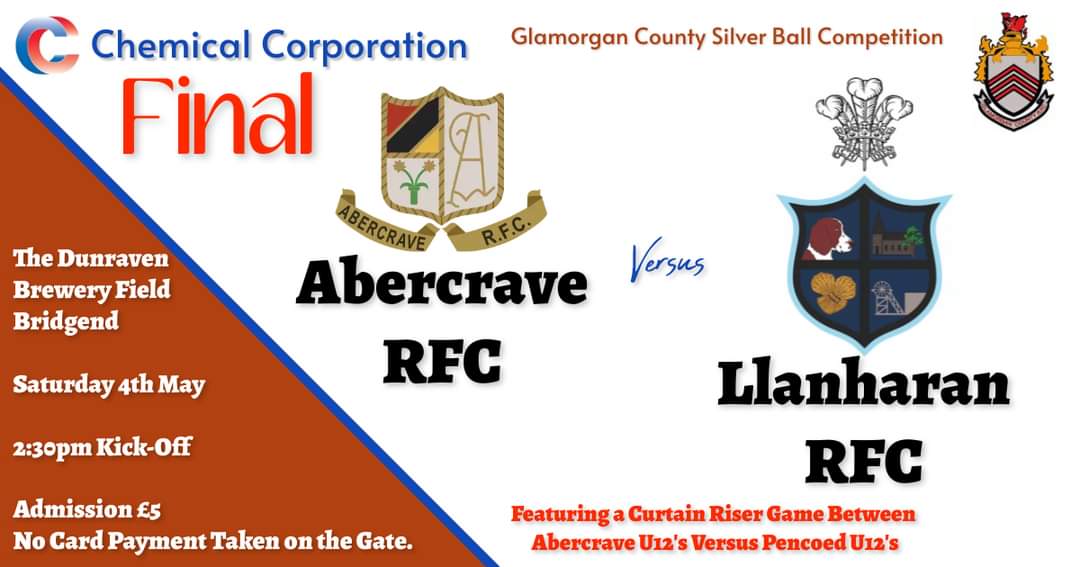 We're delighted to host the Glamorgan County Silver Ball Final at Dunraven Brewery Field this Saturday 🏆 Abercrave 🆚 Llanharan 2:30pm ⏰ £5 Adults 🎫 🔵⚪