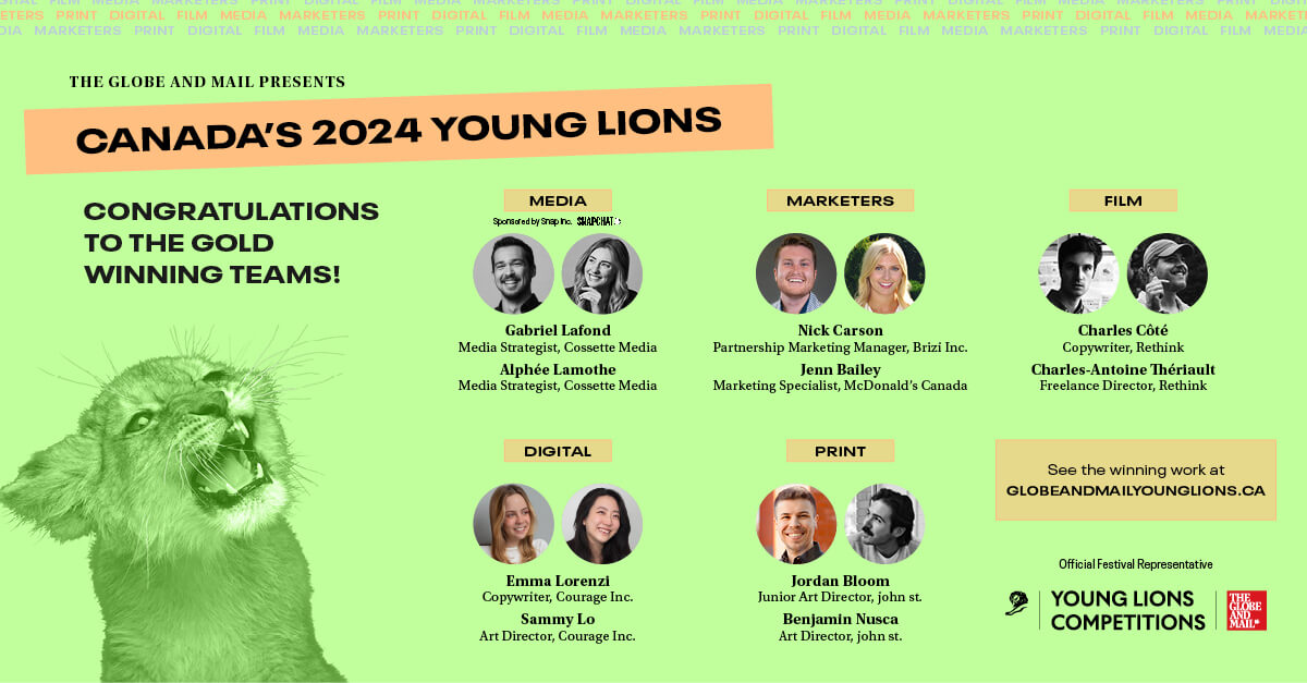 Congrats to Canada’s 2024 Young Lions Winners! 🦁 👏 This year’s competition saw an increase of almost 10% in registrations, with 746 people signing up to compete, making up 372 competing teams across five categories. Best of luck at  @cannes_lions! #younglions2024