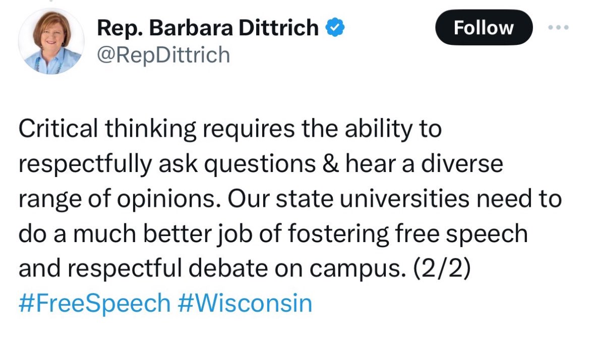 .@RepDittrich thinks free speech is only for bringing Republican assholes on campus to shit out racial epithets and transphobia.