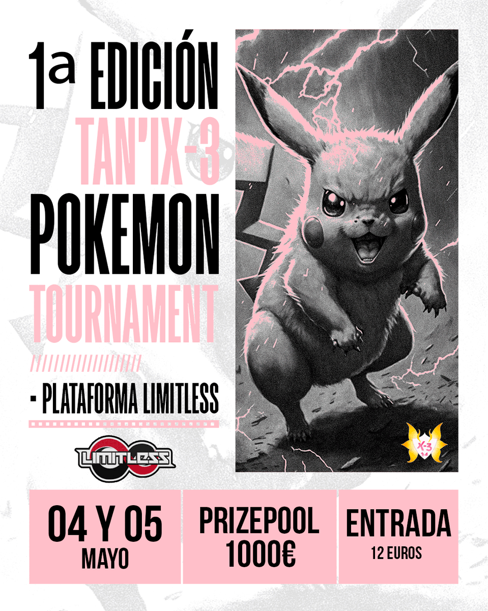 X_3Esports's tweet photo. Ahora si, de manera oficial queremos publicar el torneo de X-3 en colaboración con nuestros amigos de @TaniVGC

Un torneo con una prizepool minima de 1000€ y con premios para una gran cantidad de participantes

¡Suerte Entrenadores!
https://t.co/A7hraf7gAR https://t.co/xU5xzbnV04