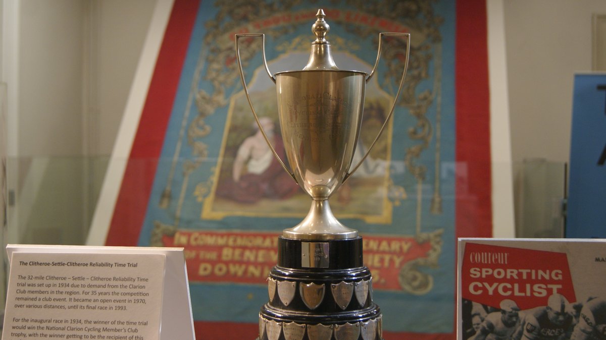 It's all change in 'Your Clitheroe' gallery at #ClitheroeCastle. #FromTheStores we have the Clarion Cup. Set up in 1934 the 32-mile Clitheroe – Settle – Clitheroe Reliability Time trial was a club event for 35 years. In 1970 it became an open event until its final race in 1993!