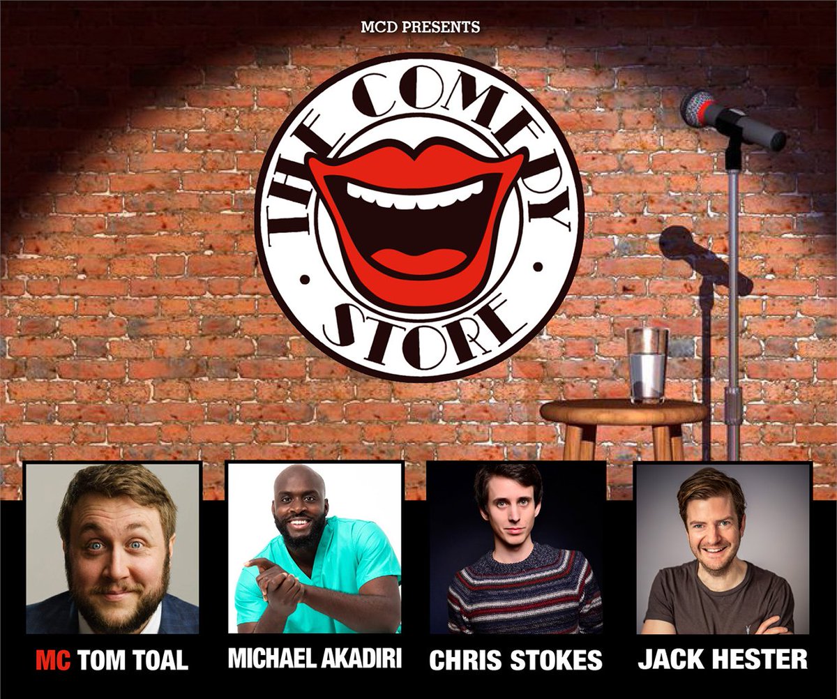 Update! The comedians set to perform at The Comedy Store on FRI 17 MAY are: 😄 Tom Toal MC (@tomtoalcomedy) 😄 Michael Akadiri (@michaelakadiri) 😄 Chris Stokes (@_chris_stokes) 😄 Jack Hester Tickets: bit.ly/3IOeQFS Simply the funniest show you’ll see all year!