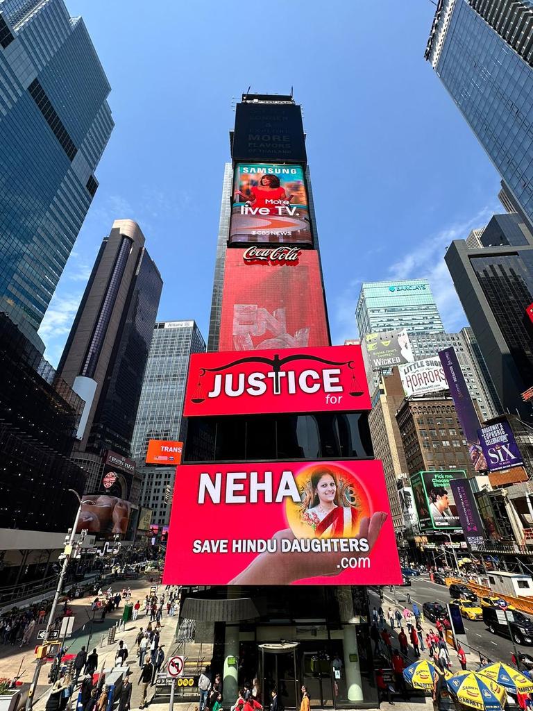 Shocking and heartbreaking to hear about the murder of Neha Heramath. @timesnewsquare displaying it on their wall is a powerful reminder of the need for justice. #NehaHeramathCase #TimesNewSquare #JusticeForNeha #StopViolenceAgainstWomen.