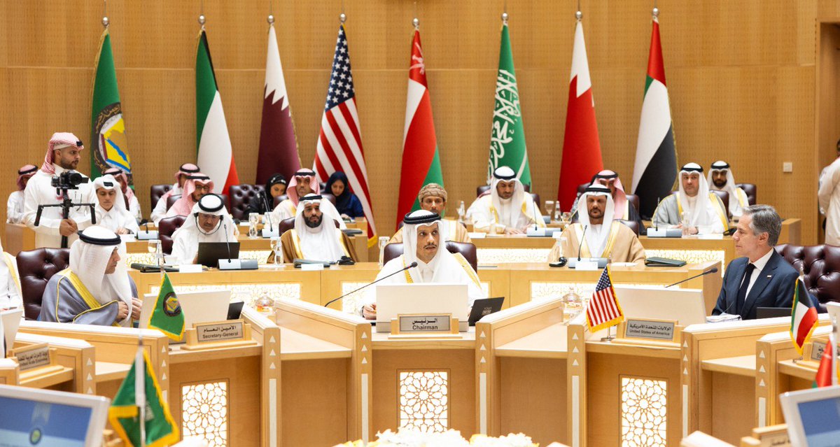 Prime Minister and Minister of Foreign Affairs @MBA_AlThani_ Participates in Ministerial Meeting of GCC Foreign Ministers, US Secretary of State

#MOFAQatar