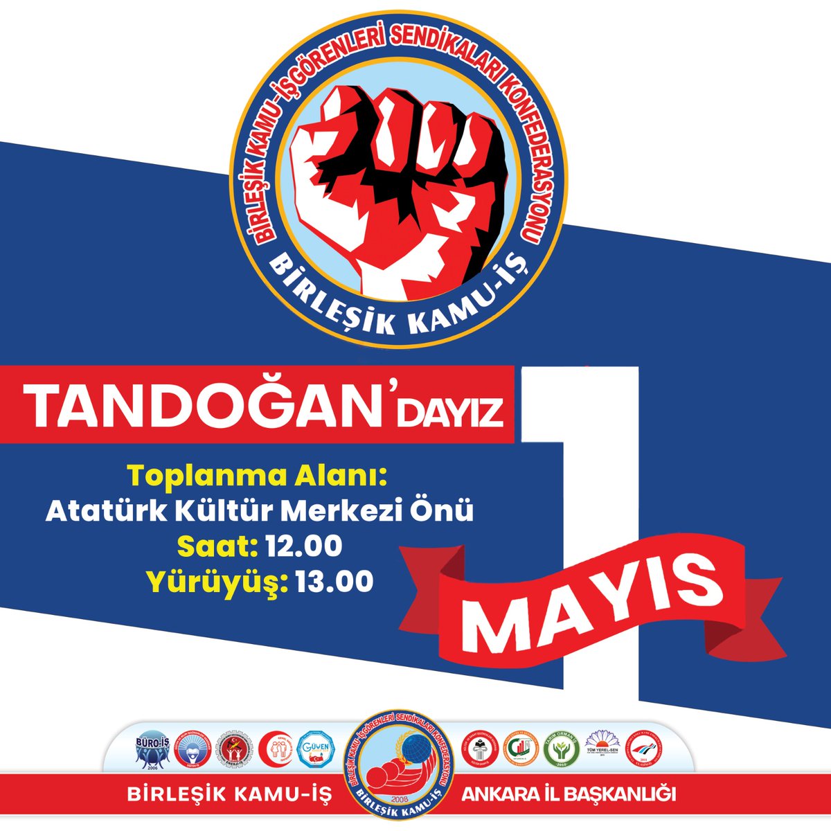 1 Mayıs’ta Ekmeğimizi büyütmek için, İnsanca yaşamak için, 1 Mayıs’ta emekçileri, Ankara Tandoğan'da buluşmaya çağırıyoruz. Ankaralılar 1 Mayıs’ta Tandoğan’da olacak #TANDOĞAN #Ankaralılar #Emekçiler