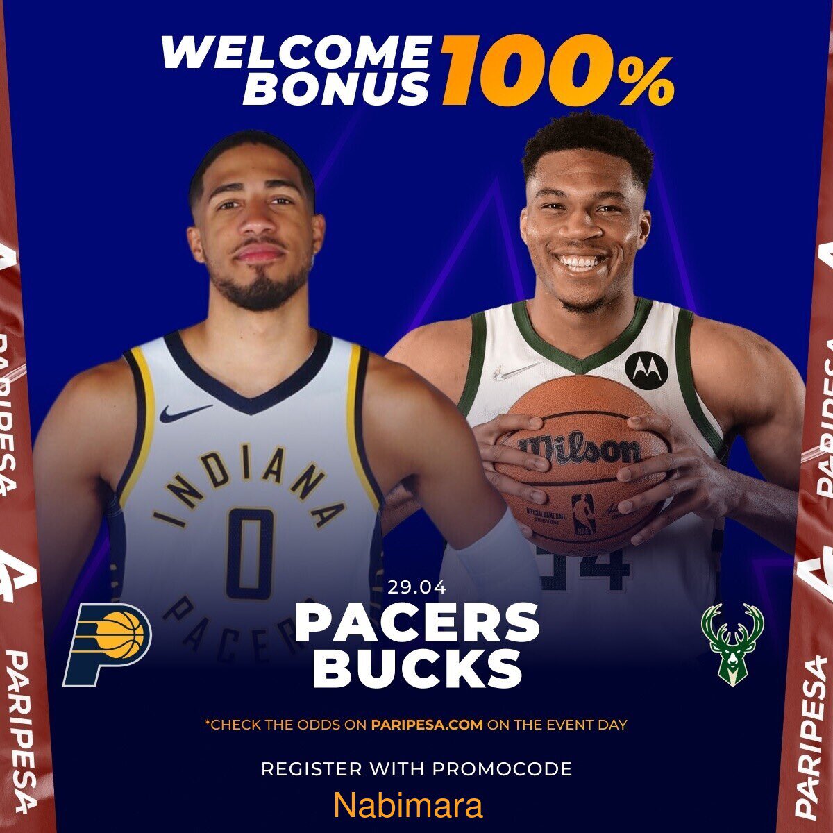 Passionate about basketball? Play on PariPesa and win big.. Sign up today via rb.gy/2x51bw and get 100% welcome bonus when you register with promo code “Nabimara”