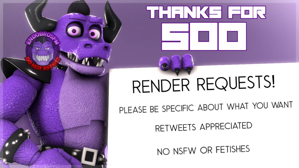 Thank you so much for 500! As my thanks, I have opened 3D render requests! I'll even render your OCs!