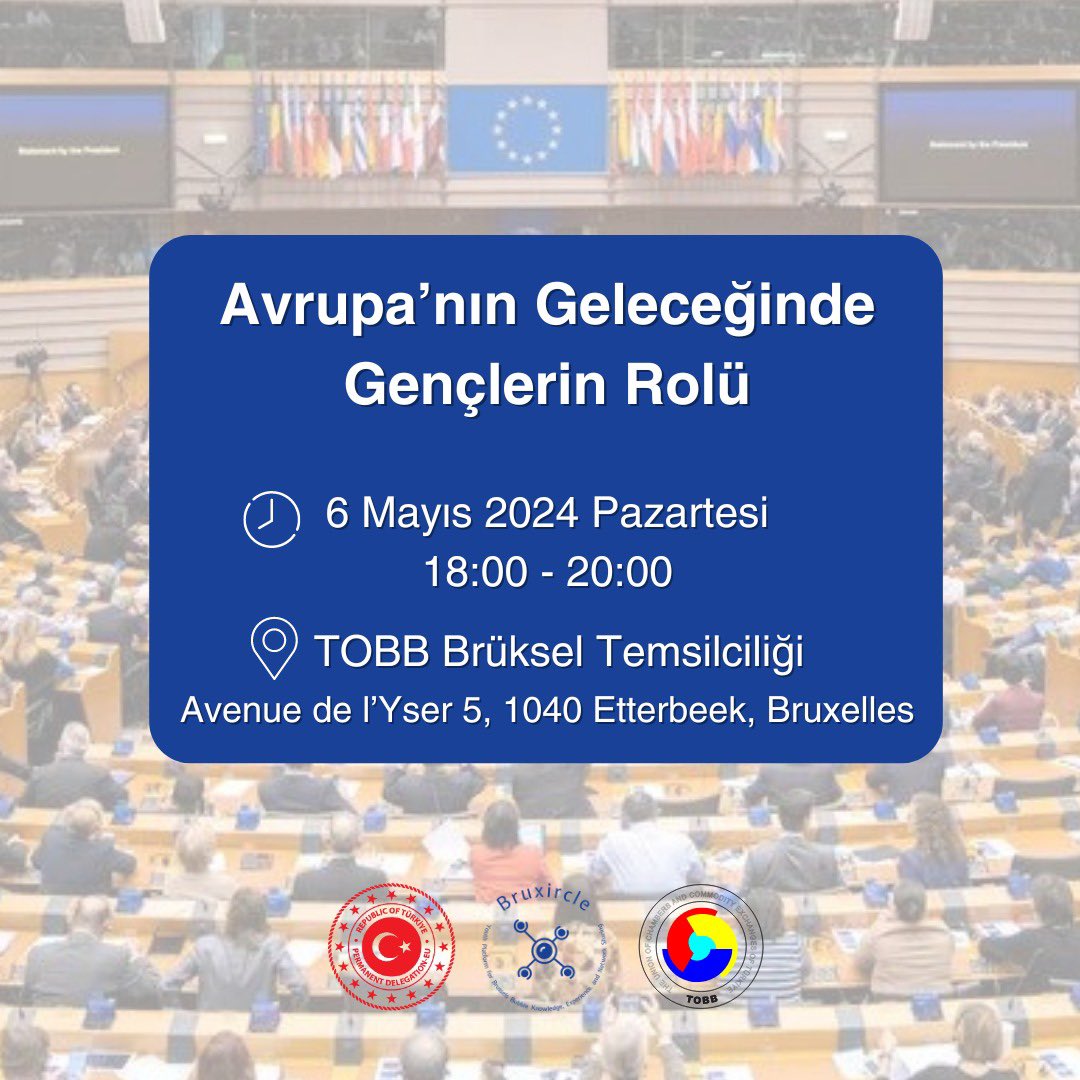 Avrupa'nın Geleceğinde Gençlerin Rolü🇪🇺

Dördüncü yılımızı kutladığımız ve 9 Mayıs Avrupa Gününü içine alan haftada uzman konuşmacıların katılımlarıyla gerçekleştireceğimiz etkinliğimize herkesi bekliyoruz.

Kayıt için bit.ly/44kaFLD

<a href="/frkkymkc/">Faruk Kaymakcı</a> 
<a href="/TC_AVBIRDT/">Türkiye at the EU</a>
<a href="/ABBaskanligi/">T.C. Dışişleri Bakanlığı Avrupa Birliği Başkanlığı</a>