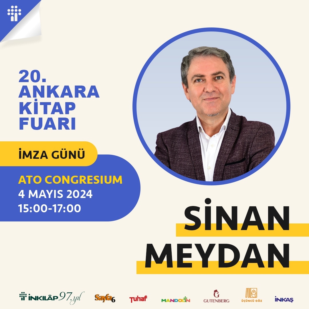 Ankara Kitap Fuarı imza günüm:

Tarih:4 Mayıs Cumartesi
Saat: 15.00-17.00
Yer: ATO CONGRESIUM, İnkılap Kitabevi standı.