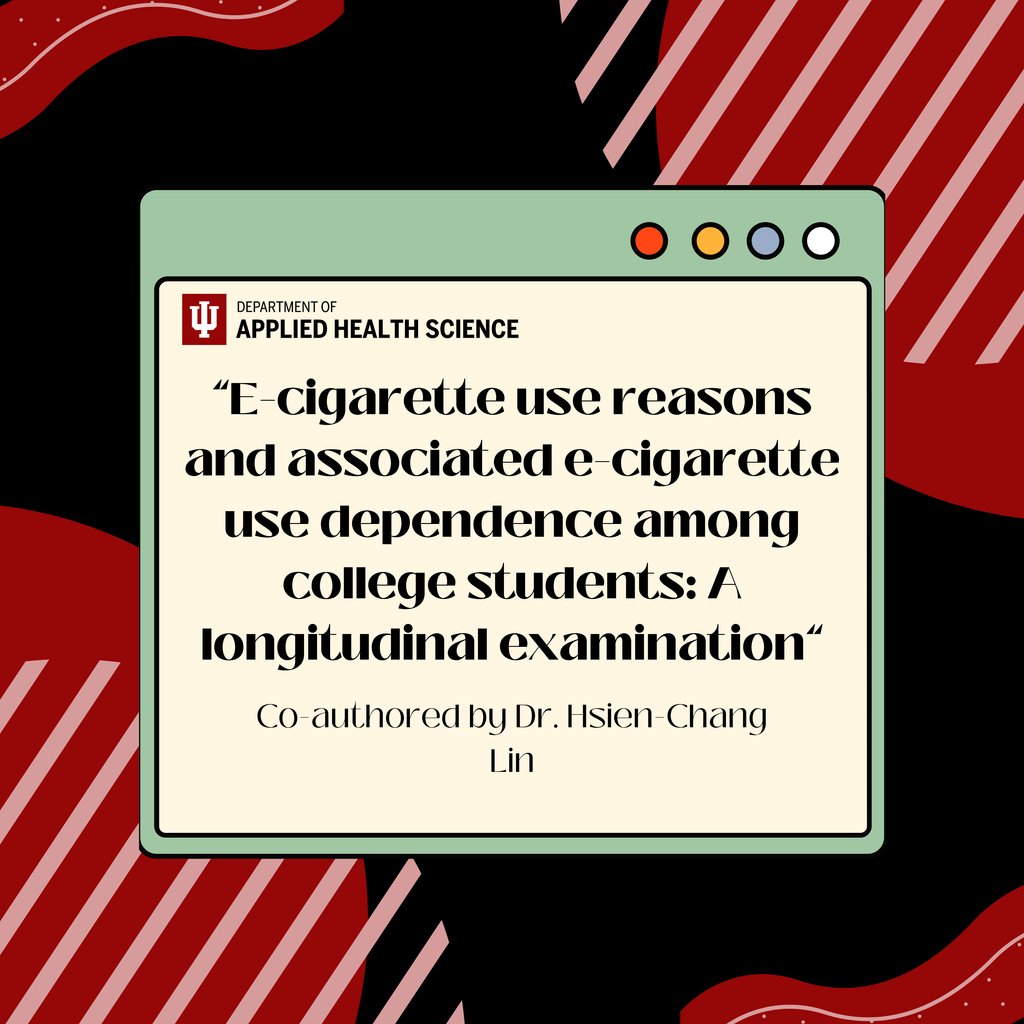 This new publication is co-authored by Dr. Hsien-Chang Lin, Professor in the Department of Applied Health Science. Be sure to check it out! Read the full article at pubmed.ncbi.nlm.nih.gov/38626630/ #Ecigarettes #PublicHealth