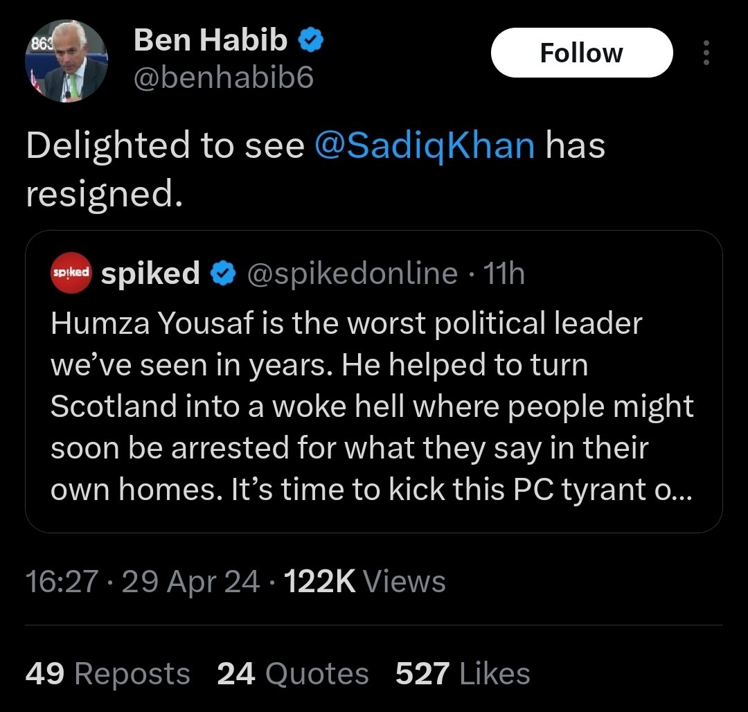 What an odd man Ben Habib is.