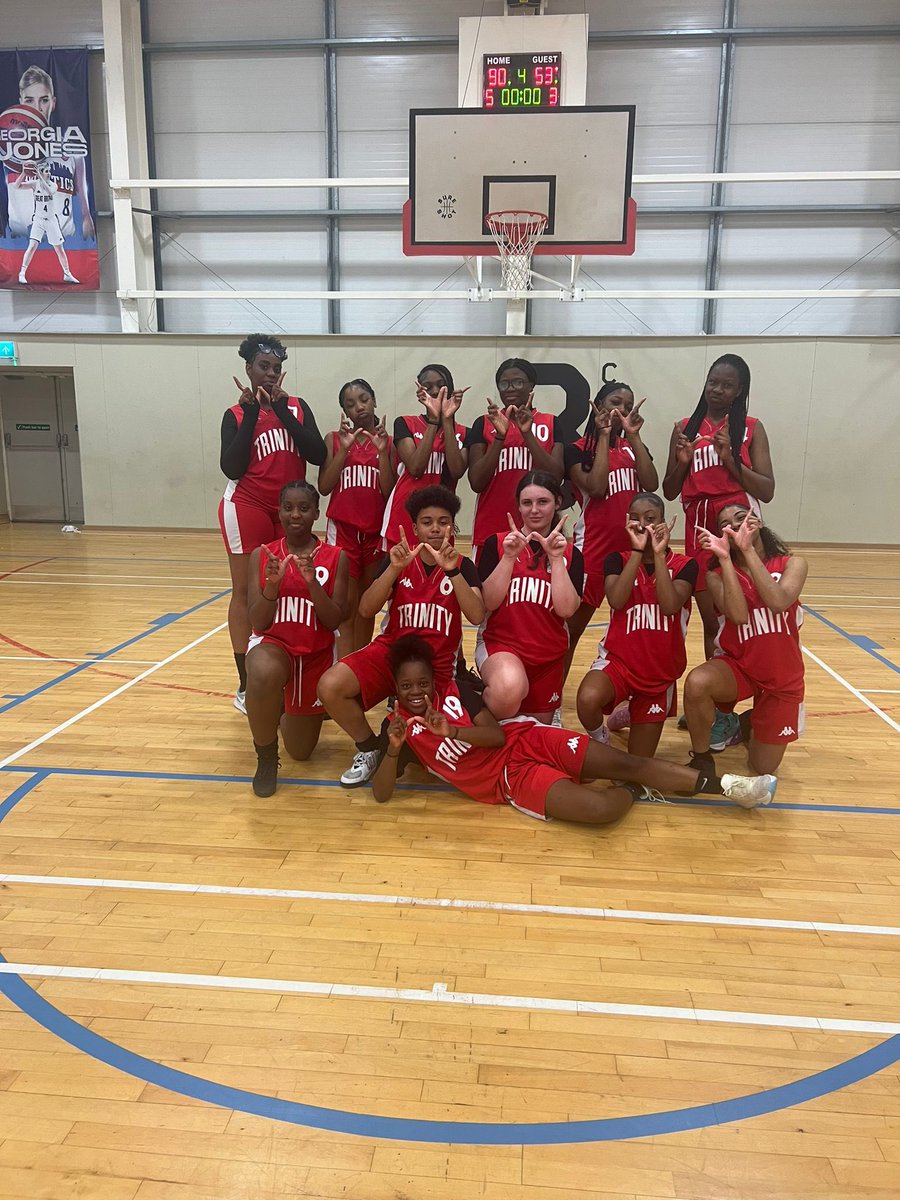Congratulations to the u14 girls who booked a place into the @DYNAMIKsport finals, beating Bristol 90 -53. We played some of our best basketball yet. This makes it our 3rd team to reach the finals this year! Co MVP goes to Jane scoring 34 pts & Isioma 28. CP: Akeala #TeamTrinity
