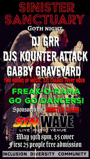 To all my vegas locals! Im djing some sick ass goth music on the 19th at @SinwaveVegas if you&rsquo;re free