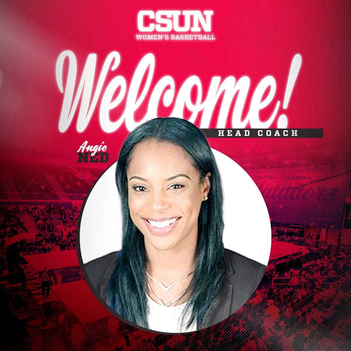 GoMatadors's tweet photo. A new leader for @CSUNWBB! 🤩

Angie Ned is a model of success as both a coach (230-80 record with two WAC titles at California Baptist) and a player (three-time All-Big West at UC Irvine).

♦️ https://t.co/6YuY2qUV6a

#GoMatadors https://t.co/r4fleYV1Gm