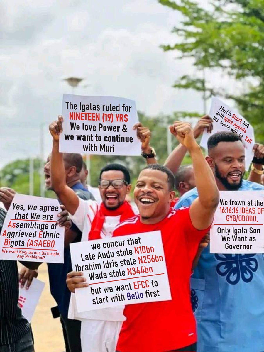 PrinceS_Adinoyi's tweet photo. Dear @officialEFCC , these are Assemblage of Aggrieved Ethnic Bigots (ASAEBI) in Kogi State. They do not represent the true image of Kogites. @OfficialGYBKogi is a law abiding citizen that want things done in a lawful way.
#RRTeam
#Everydarkman
SLTV | Abuja | Tinubu | #Fuel https://t.co/RghpFIXElf
