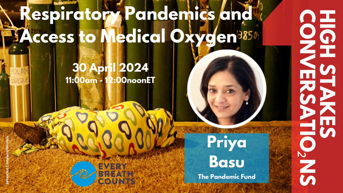 TOMORROW April 30 @ 11-12 ET  |  @PriyaBasu2017 is joining a High Stakes Conversation on #PandemicPreparedness & #OxygenAccess with
-@nita_madhav, @Ginkgo
-Ramanan Laxminarayan, @OneHealthTrust
-@nschwalbe, Spark Street Advisors

Register👉shorturl.at/pEFI7