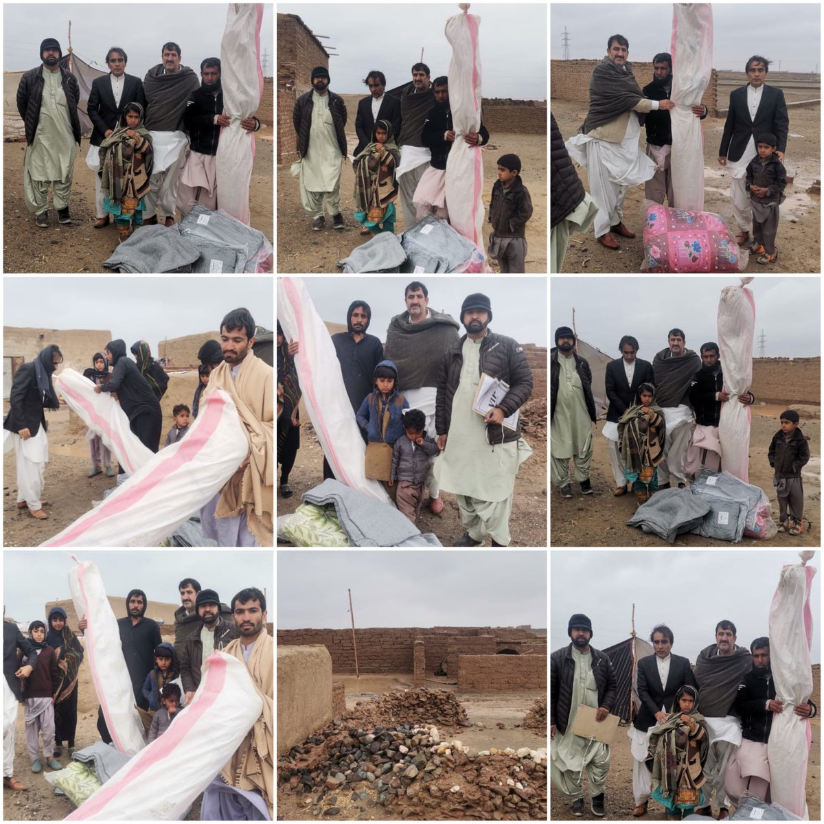 ڈپٹی کمشنر چاغی اقبال کھوسہ کی ہدایت پر ایڈیشنل ڈپٹی کمشنر عطاء اللہ بلوچ ڈی سی آفس کے حاجی اسد اللہ غالب ڈی سی آفس سپریڈنٹ حاجی رحمت اللہ  نے حالیہ بارشوں سے داود آباد ایجباڑی کالونی ودیگر علاقوں میں جو گھر متاثر ہوئے ان میں خیمےٹینٹ کھانے پینے کی سامان تقسیم کی