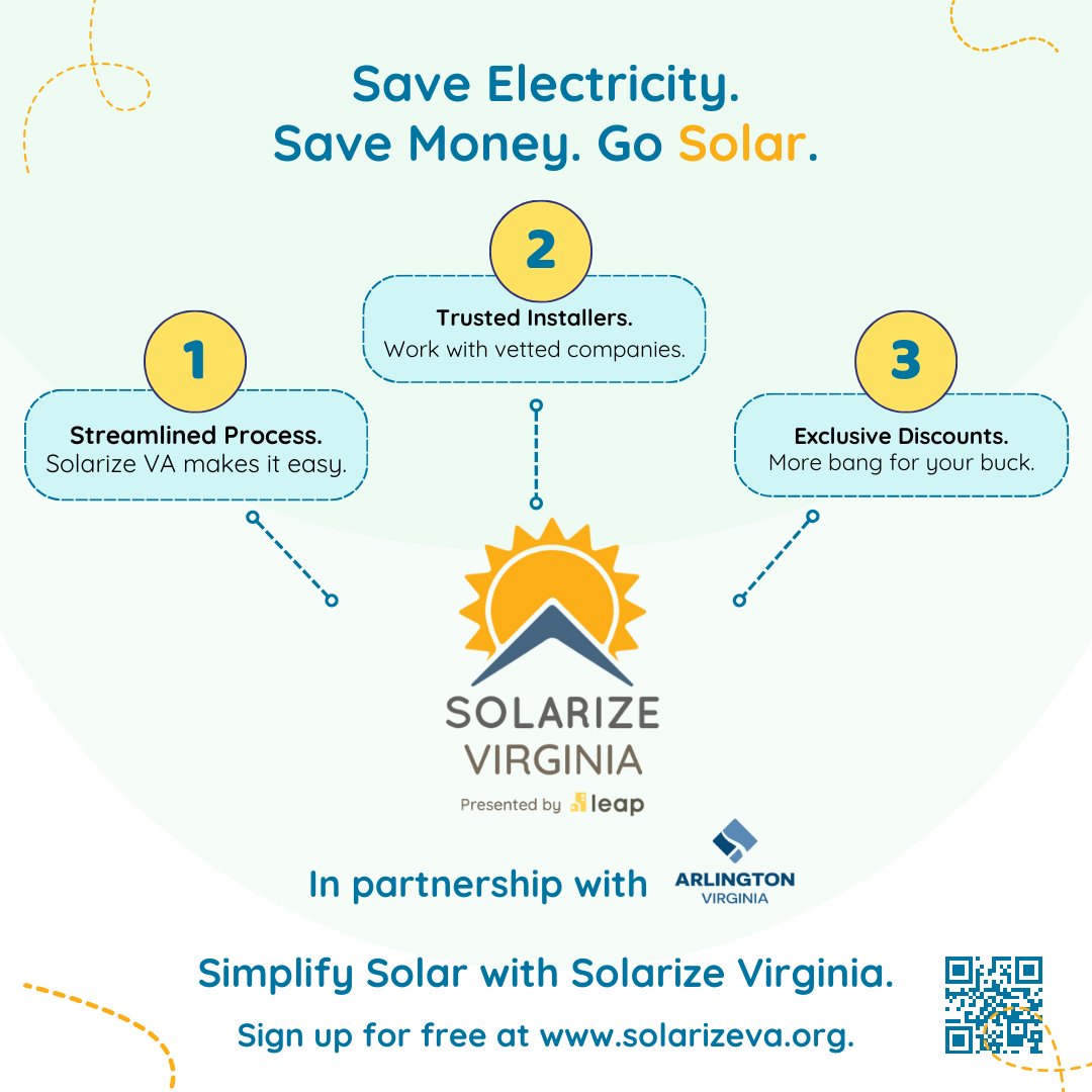 You can’t say sustainable without “us”. We've partnered with Solarize Virginia to make transitioning your home to solar easy. Sign up today at SolarizeVA.org for a free satellite home assessment & to remove the confusion. Let’s work as a community to bring “us” solar!
