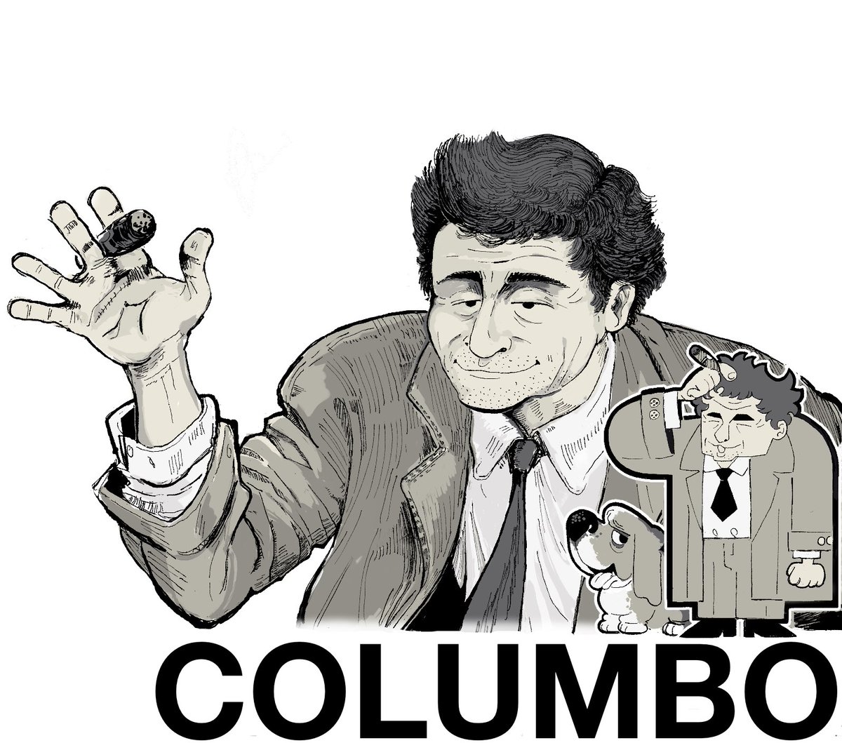 Columbo study that sort of morphed into a fucked up caricature the more I worked on it.