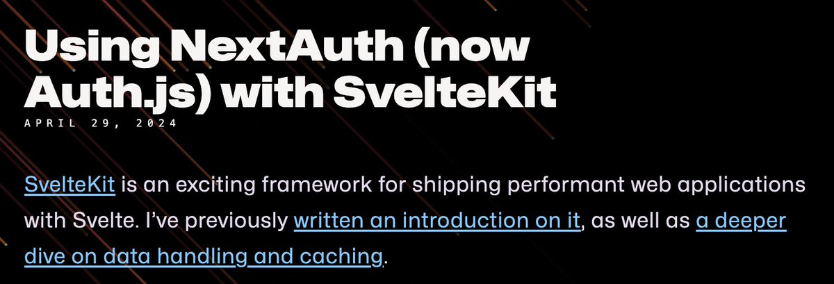 I decided to get back into blogging. @chriscoyier has a new site, so you know I wanted in❤️

I wrote a post on authentication using Auth.js, with SvelteKit. If you've ever used next-auth you're in luck: NextAuth is now Auth.js, and is framework agnostic 🚀