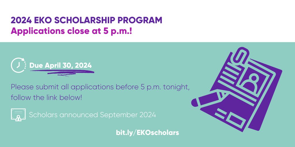 LAST CALL for applications! The 2024 EKO Scholarship Program closes at 5 p.m. today. Students can follow our checklist to make sure their applications are complete: empoweredkidsontario.ca/checklist #EmpowerKids #Scholarship #EKOScholarship #Disability