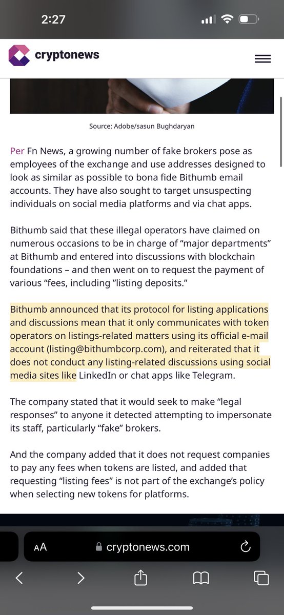 🚨 ATTENTION 🚨 scammer detected pretending to be a <a href="/BithumbOfficial/">Bithumb</a> rep. He thought he had us, but had no clue. Let’s help our fellow platforms &amp; projects by mass reporting <a href="/sharun_din/">Sharun Din</a> - get his page deleted from existence so the crypto world can rest a little easier. Thank you