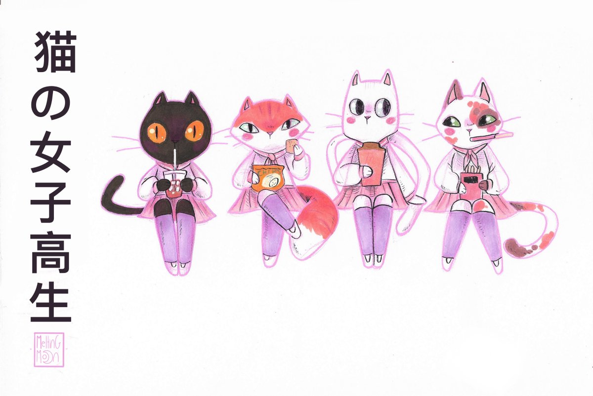 Cat school girls done in Copics
#kawaii #nekogirl #anime