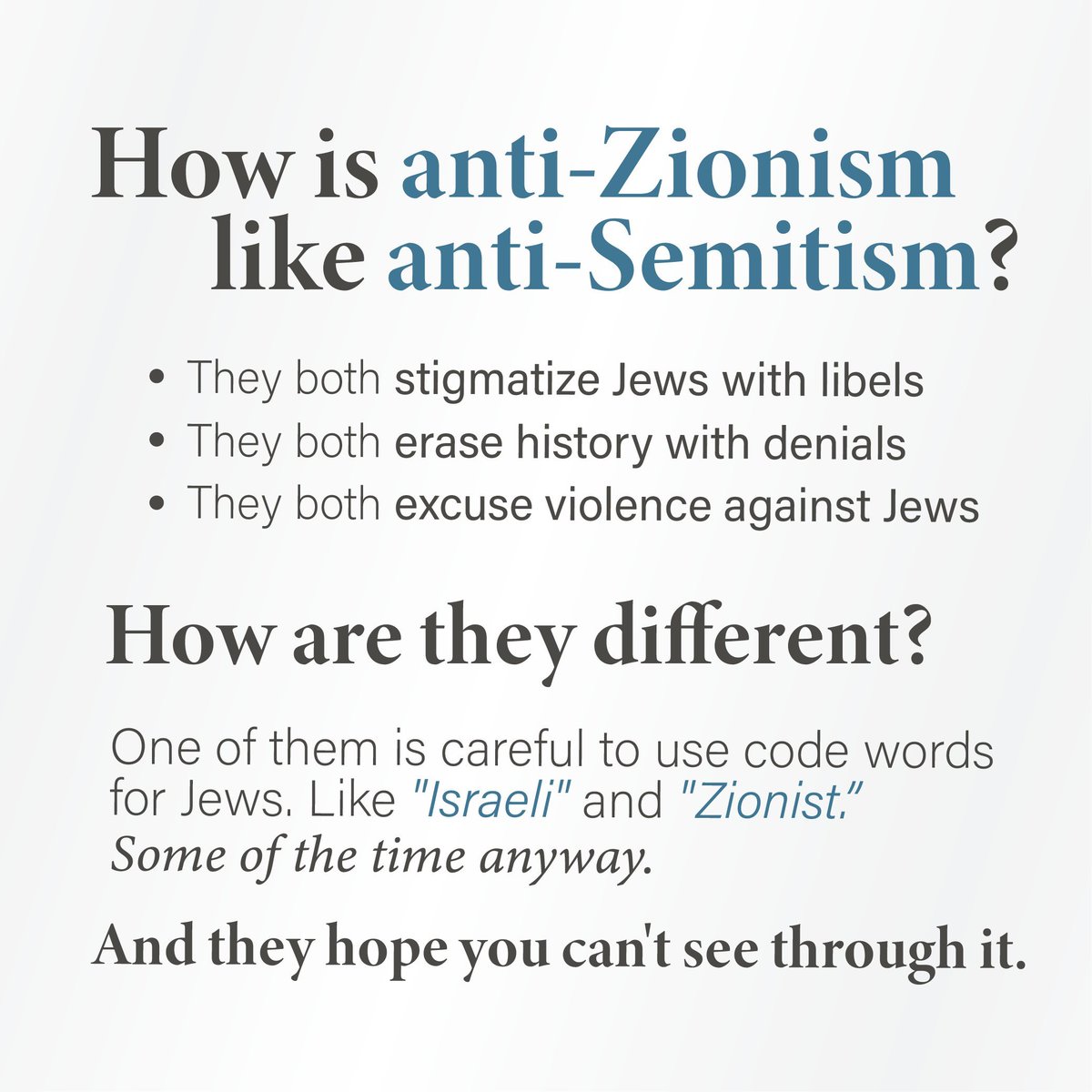 What's the difference between an anti-Zionism and an anti-Semitism?  None.  
Every Jew is a Zionist, but not every Zionist is a Jew.  
Being an anti-Semite, you are 100% against Jews.  but, being an anti-Zionist, you are against not only Jews but also those who call themselves…