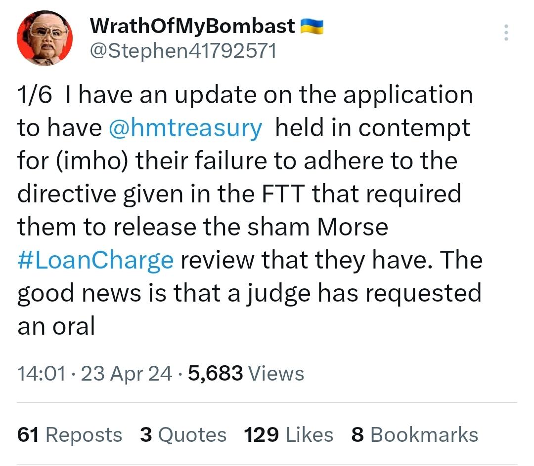 Any journalist looking for insight into depths of #LoanChargeScandal be wise to speak to @Stephen41792571, who single-handedly attempting to force HMRC to release draft #LoanCharge Review. @carolvorders @gurpreetnarwan @C4Dispatches @BBCNewsnight twitter.com/Stephen4179257…