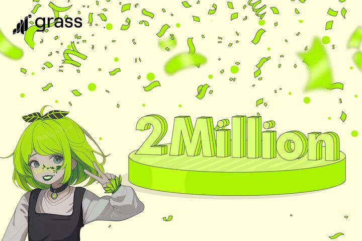 grass's tweet image. Celebrating 2 MILLION active nodes on Grass!  

Thank you all for helping us distribute the benefits of artificial intelligence.  We are going to change the world together.
