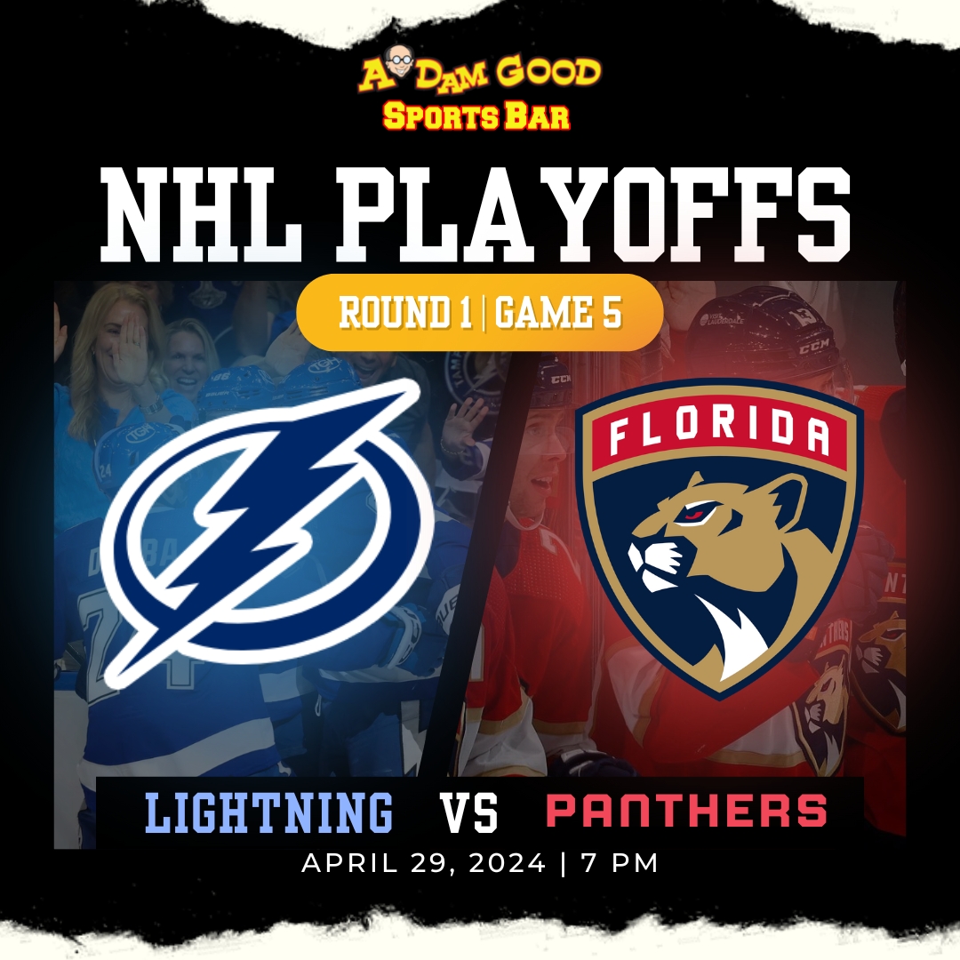 Game 5 showdown tonight! Will the Panthers secure a win, or will the Lightning strike back? Don't miss a moment of the NHL Playoffs action live on our mega screens at 7pm! ⚡️🐾

#NHLPlayoffs #LightningVsPanthers #AdamGoodSportsBar #AdamGoodSportsBar #atlanticcity #sportbar  ...