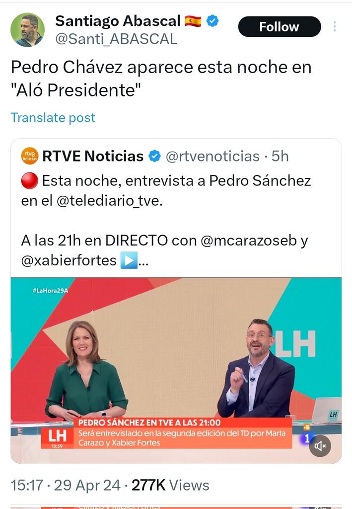 Pedro es Sánchez. Ni Chávez, ni Castro, ni Kirchner, ni Stalin. Es Sánchez. Esa obsesión patética de invocar a autócratas/dictadores difuntos no pasa de un ejercicio comunicación política facilista, nacido de la frustración por no conseguir derrocar al demócrata vivo.