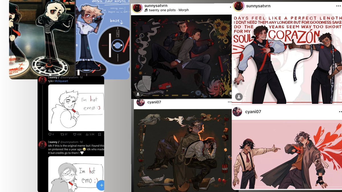 dsmpaffirm's tweet photo. @sunnysatvrn @tylerrjoseph @twentyonepilots i’m sorry i just don’t believe that 😭you have a track record of doing this, especially with mcyt and mcr artists! the only time you “credit” is by saying artist on Pinterest- that’s not real credit! AND you made money off of ripped art with the acrylic stands! https://t.co/RCCAnQZK7x