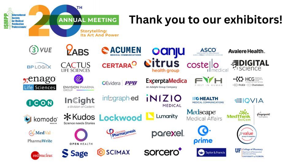ISMPP's tweet photo. We are thankful to our 43 exhibitors for their support of #ISMPPAnnual2024! Visit the exhibitors during the session breaks, breakfasts, and anytime. Become eligible for prize drawings by visiting all the booths! https://t.co/qrVoHvxd0H 

#MedComms #MedPubs #biotech https://t.co/CxQKX3WTIa