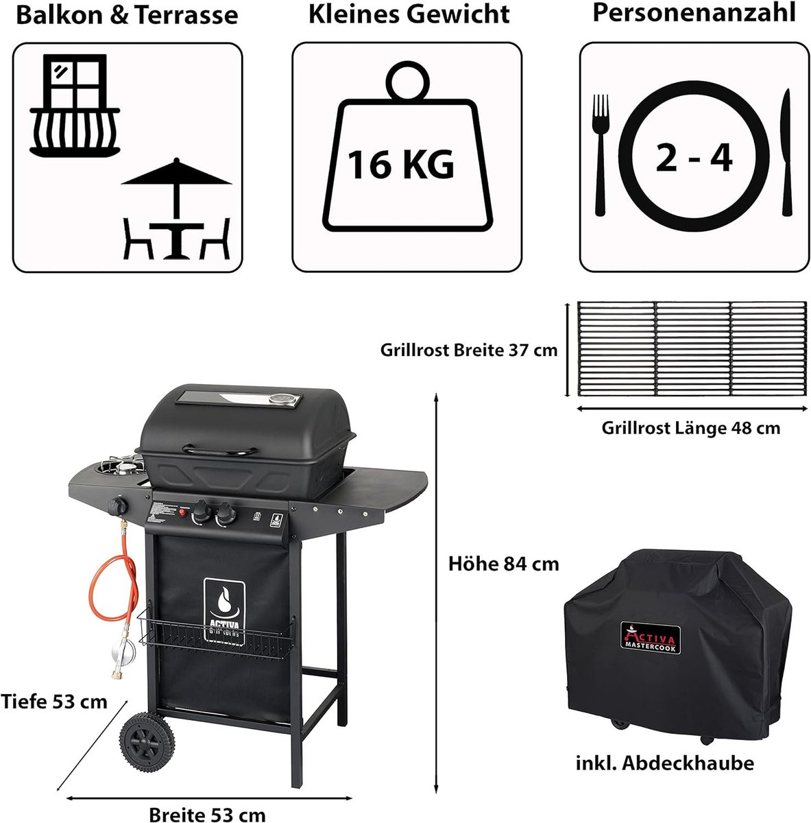 ACTIVA Halifax Lavastein Gasgrill I Premium Gas Grill inkl. Lavasteine & Abdeckhaube I Stufenlos regelbarer 5,5kW Hauptbrenner für gelungenes Barbecue amzn.to/3wcakOE via @amazon