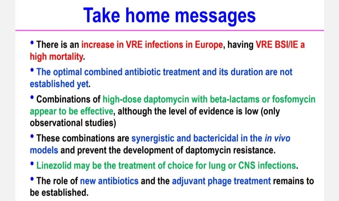 Combinatorial treatment strategies for Vancomicin-resistant Enterococcus infection. Take-home messages by JM Miró @hospitalclinic @idibaps @IETeamClinicBCN @ESCMID #ESCMIDGlobal2024