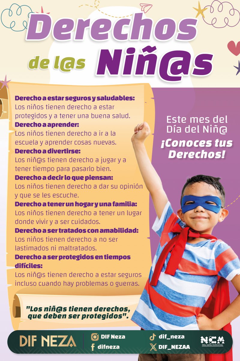 #DIFNeza | Los niños son el futuro de nuestra sociedad, es nuestro deber protegerlos y garantizarles un pleno gozo de sus derechos.👦👧