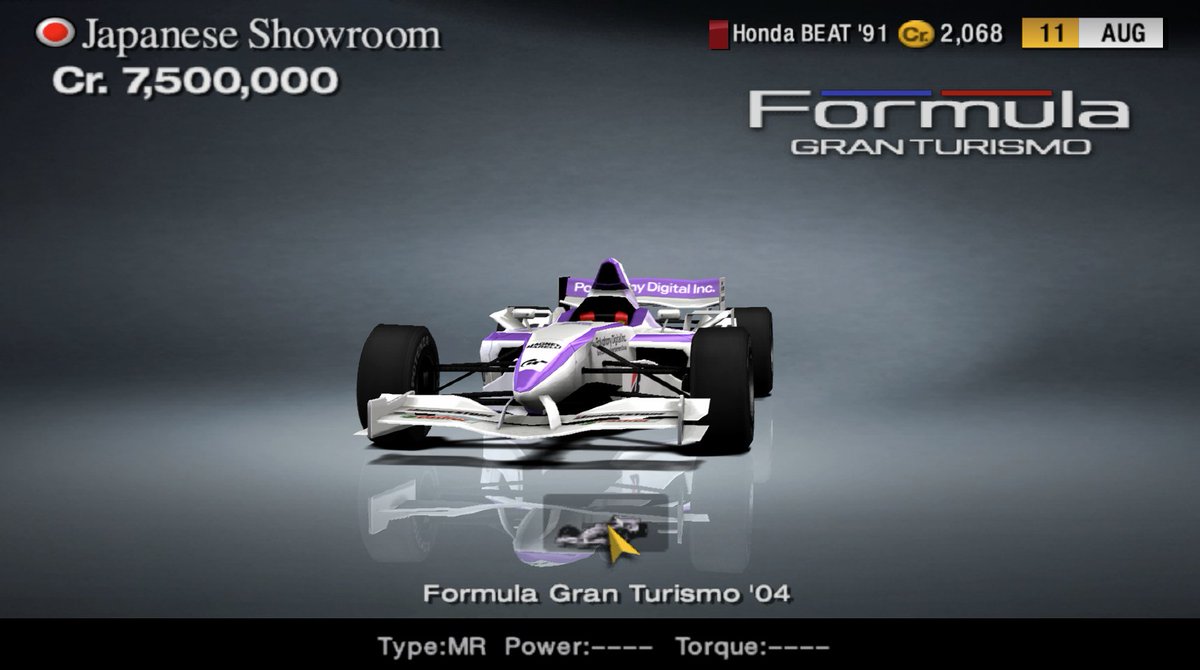 Formula GT has a price of 7.5m in GT4, I don't think this is ever seen because 1) it's flagged as unbuyable, and 2) there's no dealer for it

I've added a dealer for it and unhidden the black version, may make it so the dealer is only visible if you're already in one
