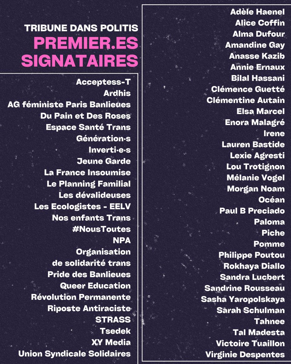 Face à l’offensive réactionnaire de l’extrême-droite et de la droite contre les personnes trans et les droits humains, nous sommes 800 personnes et organisations à appeler à la mobilisation. 

Le 5 mai, ensemble, disons non à la transphobie, oui à l’égalité!