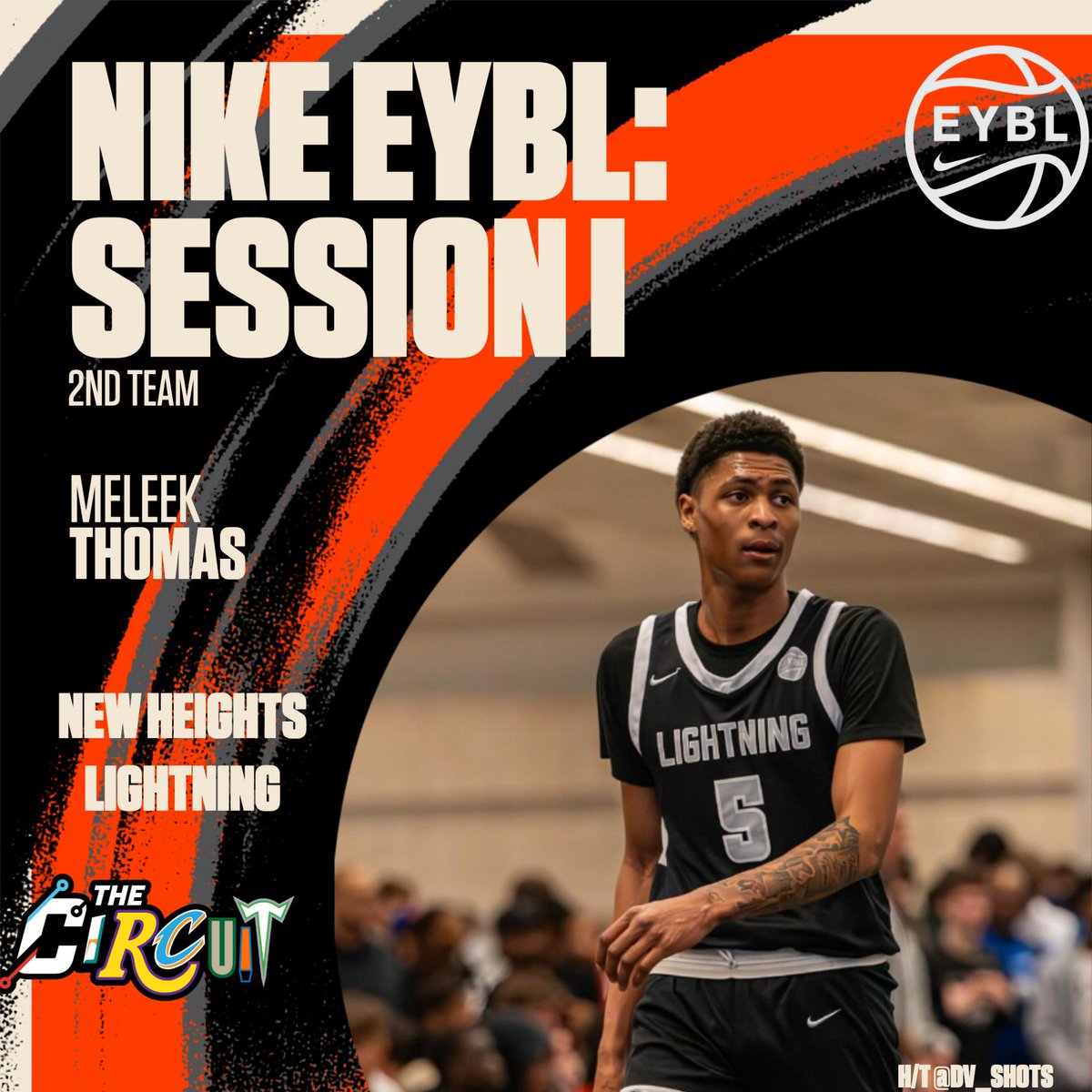 Nike EYBL Session I | 2nd Team 🥈 Meleek Thomas | New Heights Lightning (NY) | 2025 Averages ➡️ 18.3 PPG, 6.0 RPG, 2.3 APG All-Circuit Awards ⤵️ thecircuithoops.com/news_article/s… @NikeEYB #2024EYBL @ThomasMeleek