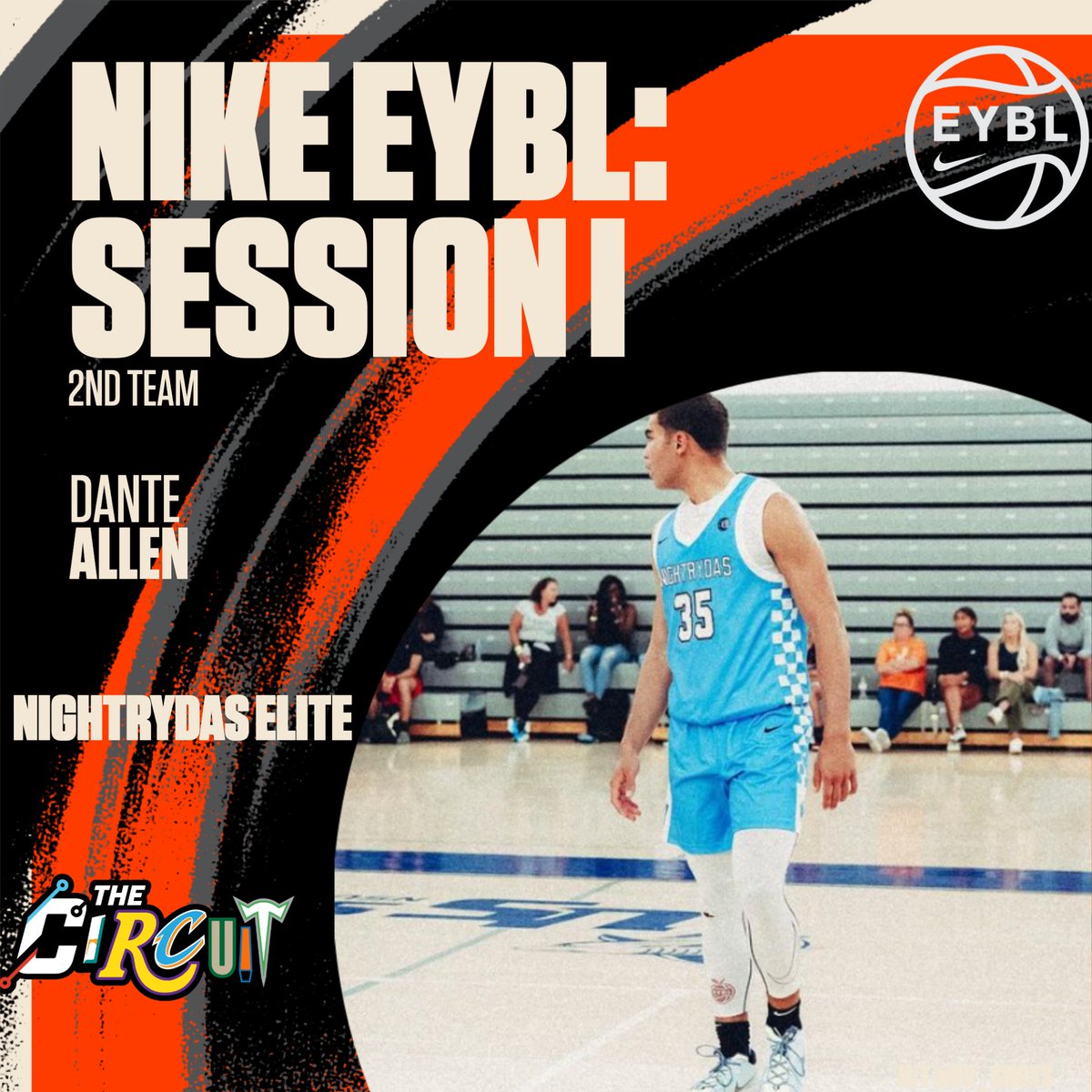 Nike EYBL Session I | 2nd Team 🥈 Dante Allen | Nightrydas Elite (FL) | 2025 Averages ➡️ 17.7 PPG, 4.0 RPG, 2.0 APG, 1.7 SPG, 1.0 BPG All-Circuit Awards ⤵️ thecircuithoops.com/news_article/s… @NikeEYB #2024EYBL
