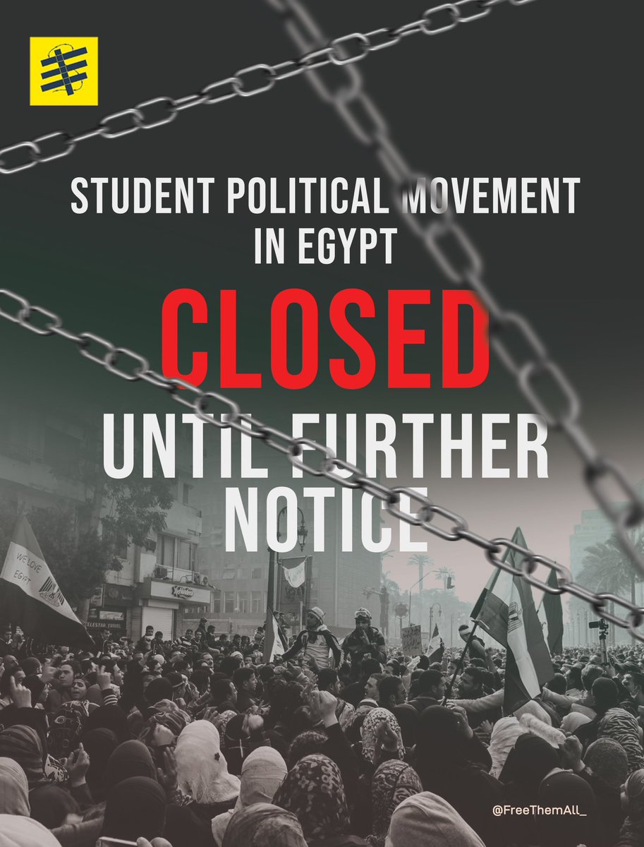 For years now, Egyptian university students have been prohibited from expressing their opinions, and anyone who objects has been subjected to repression and arrest #FreeThemAll #Egyptian_hell @SherifaZuhur @Stephen_Quentin @VincentCoyle1